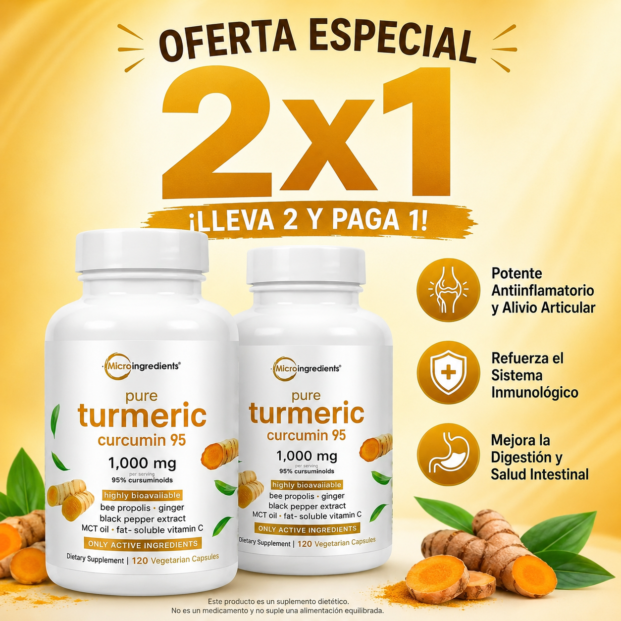 🌿 PROMO 2X1 Cúrcuma Premium 95%: Apoyo diario para tus articulaciones y bienestar